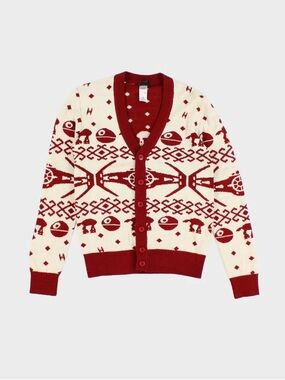 Star Wars Red and Cream Patterned Button-Front Cardigan